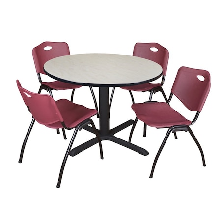 Cain Cain Round Table & Chair Set, Wood, Metal, Plastic Top, Maple TB48RNDPL47BY
